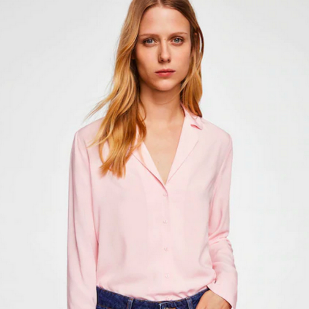 Mango Pink Buttoned Flowy Shirt